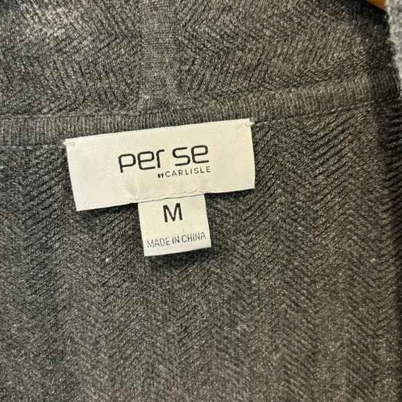 Per Se by Carlisle Sweater Cardigan Medium Gray Open Front - Picture 5 of 13